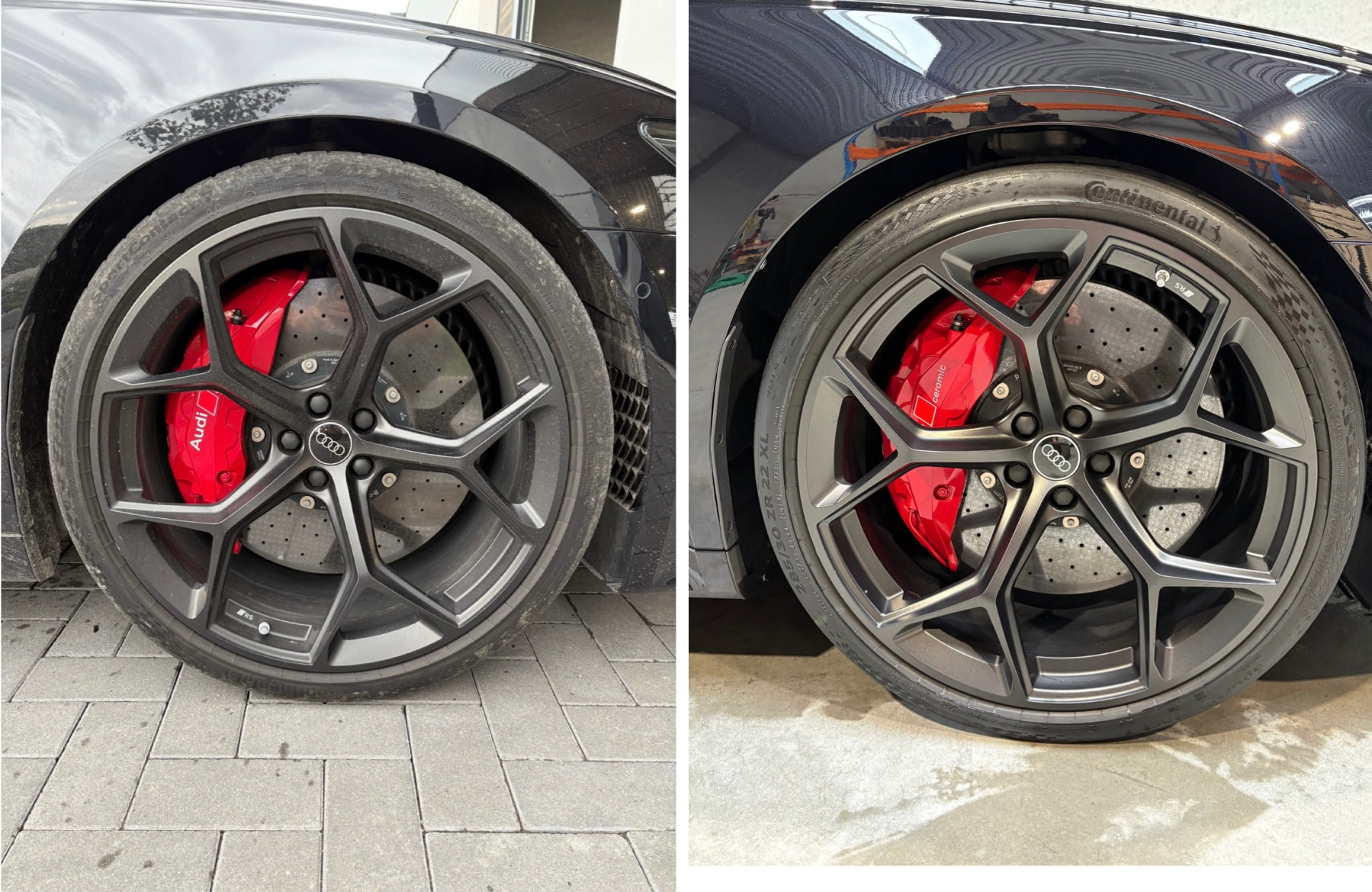 Audi RS6 velg voor en na de reiniging
