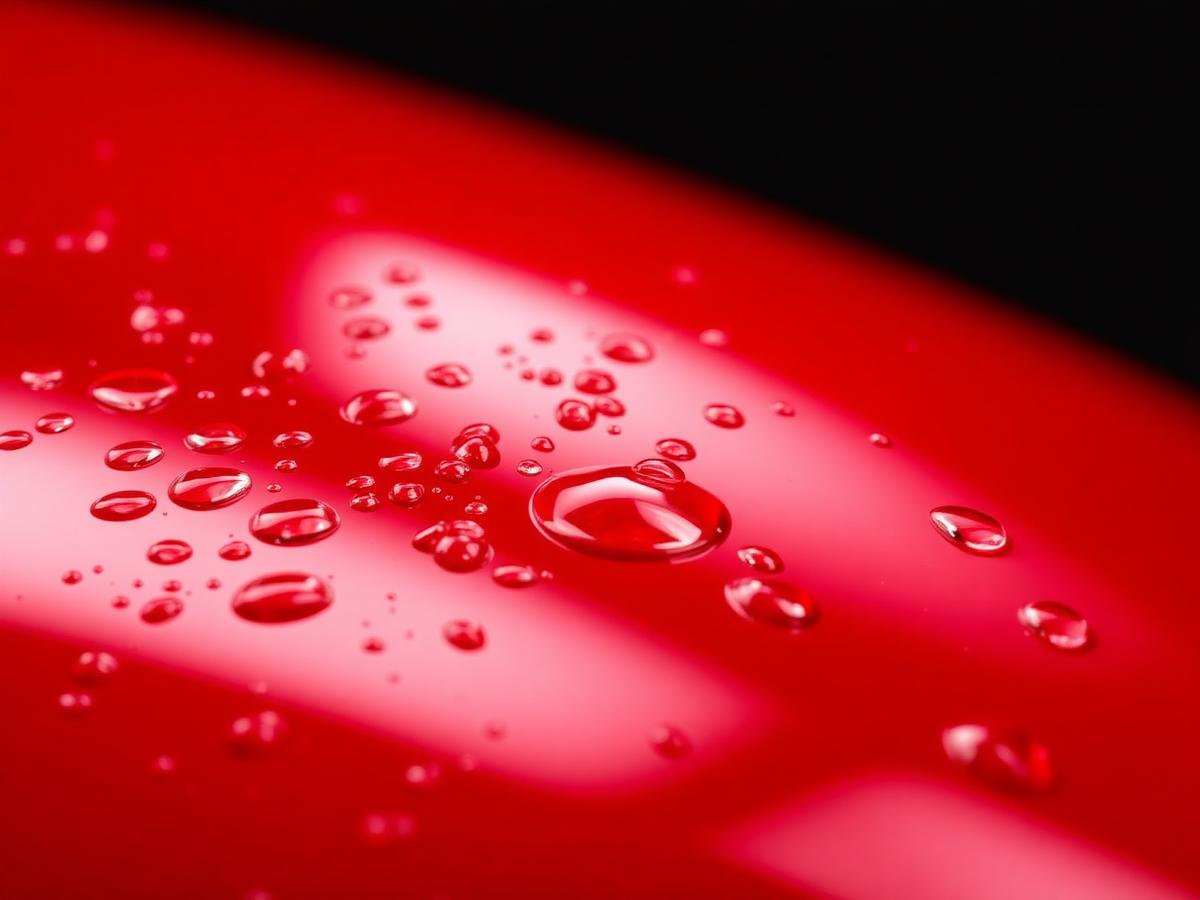 Waterparels op keramisch gecoate lak